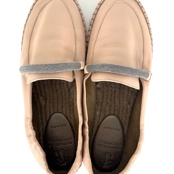 Brunello Cucinelli Light Beige Monili Leather Flat Espadrilles 38.5 8.5 - Picture 8 of 12